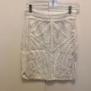 Chic Cream Crochet Pencil Skirt